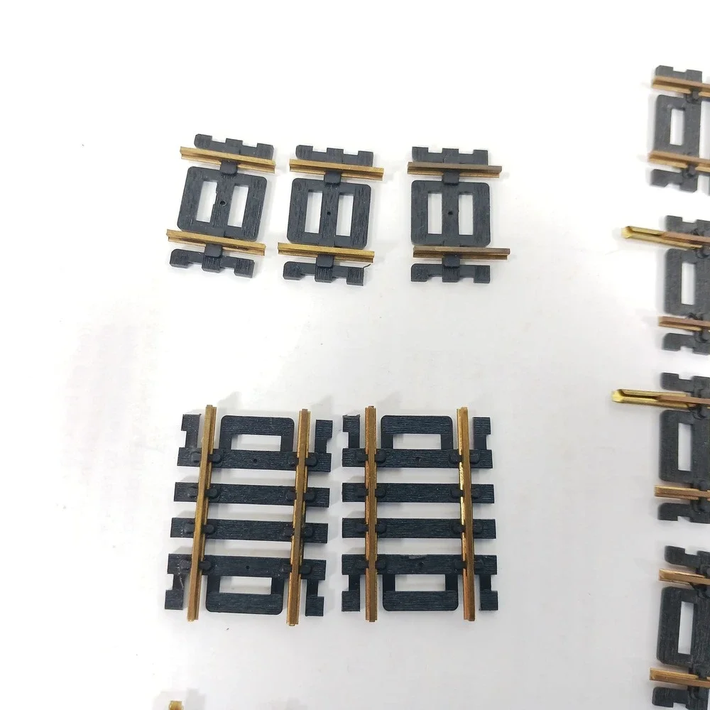 Set of 27 Vintage Brass Model HO Train Track Lot Straight Curved Pieces Mixed